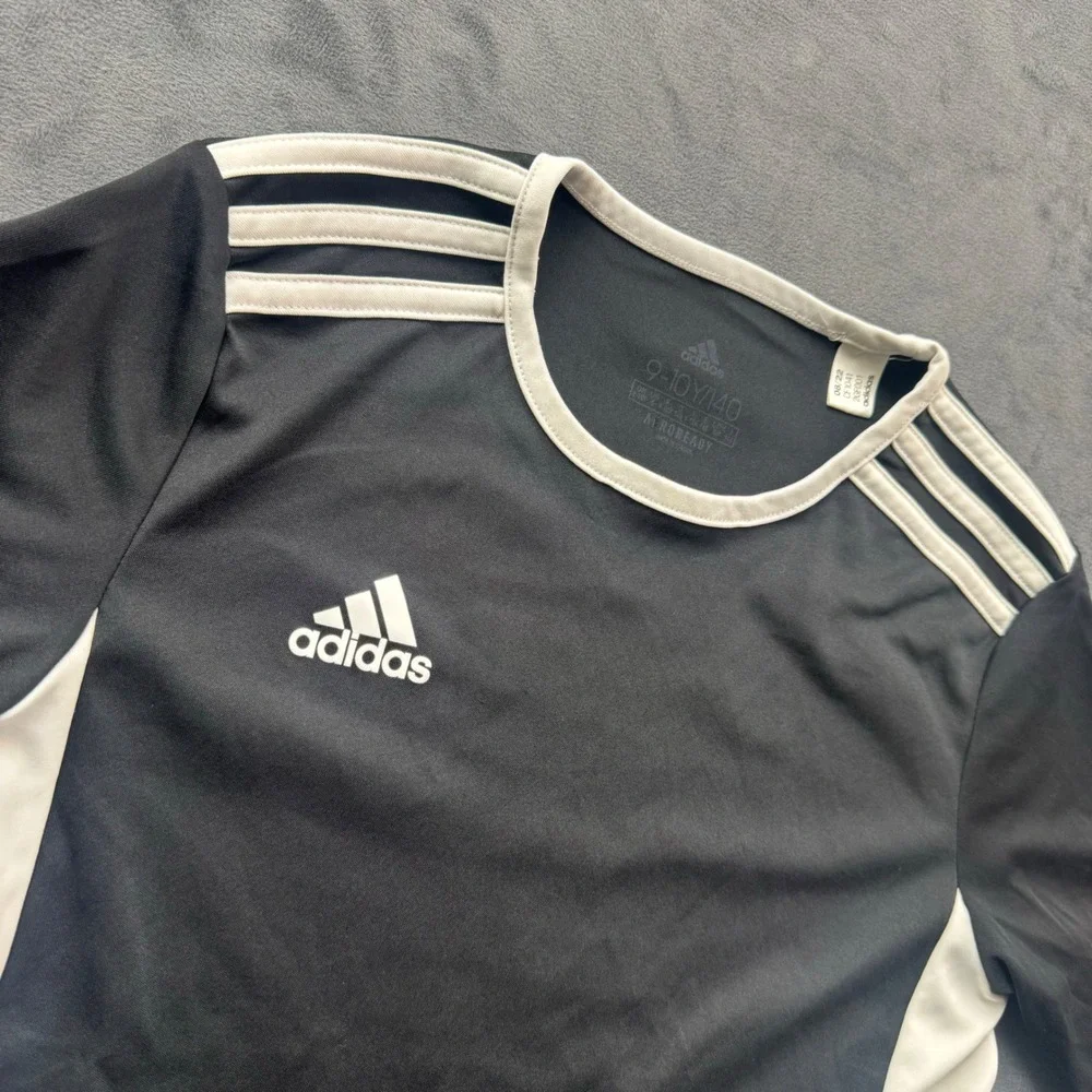 Adidas Boys Aeroready Soccer Jersey Black White CF1041 Size 9-10Y 140